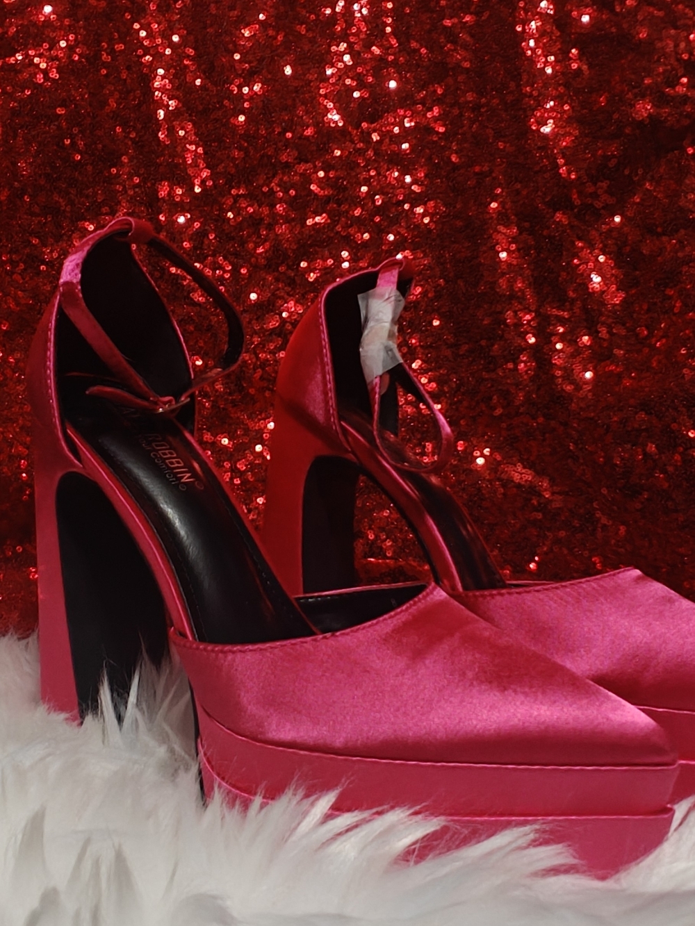 Cape Robbin Hot Pink Satin Platform Ankle-Strap Heels